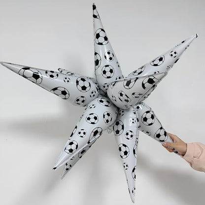 4D Soccer Ball Balloons 32 Inch/Black White Soccer Explosion Star Foil Balloons - Image 6