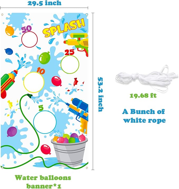Toss Game Banner for Water Balloons, 4 Score Holes Shooter Target for Water Gun - Image 2