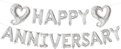 KatchOn Silver Happy Anniversary Balloons 18 Inch, Anniversary Decorations | - Image 8
