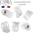 Camila Paris CP3085 French Hair Clip for Women, Set of 6 Extra Small White Girls Hair Claw Clip Jaw Fashion Durable Styling Hair Accessories for Women, Ladies Strong Hold Grip Clamp, Made in France