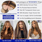 Ombre Lace Front Wig Human Hair 13x6 HD Lace Frontal Real Virgin Human Hair Wig 4/27 Colored Honey Blonde Straight Wigs Human Hair Pre Plucked Tangle-Free 200 Density 26 Inch