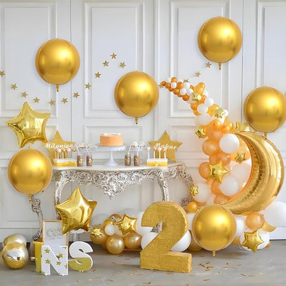6Pcs Gold Round Foil Balloons, Giant 4D Round Ball Balloons 22 Inch - Image 6