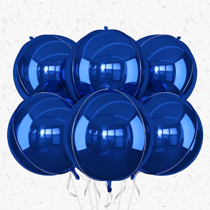6Pcs Navy Blue Round Foil Balloons, Giant 4D Round Ball Balloons, 22 Inch by Adorely
