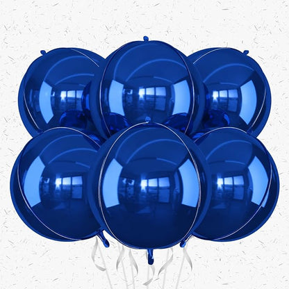 6Pcs Navy Blue Round Foil Balloons, Giant 4D Round Ball Balloons, 22 Inch by Adorely