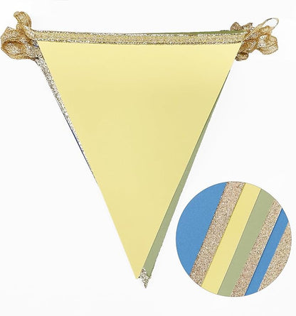 Champagne Gold Dusty Blue Sage Green Yellow Pennant Banner Flag Olive Green - Image 3