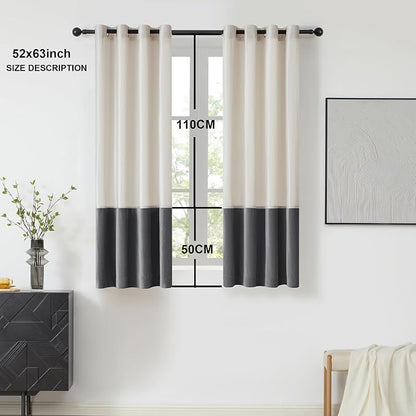 BULBUL Cream Ivory Gray 63 inches Velvet Curtains - Image 6