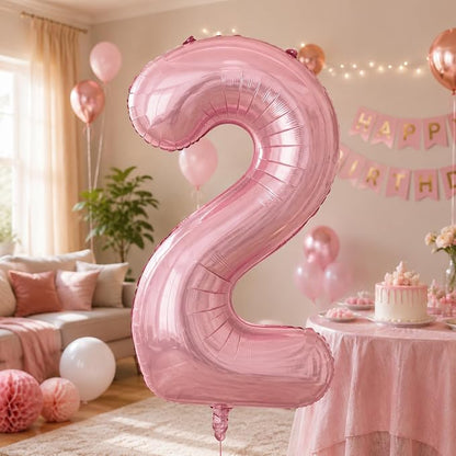 40 Inch Pink Number 2 Balloon, Giant Number Balloons, Birthday Decorations | - Image 4