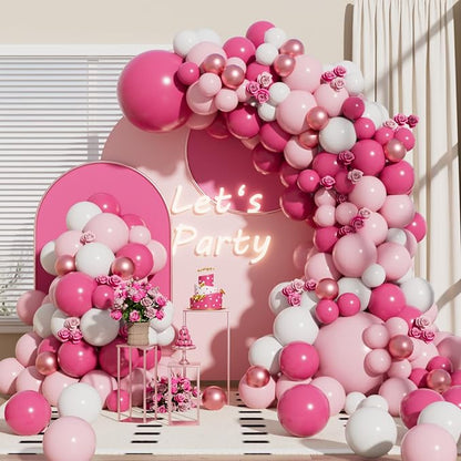 RainbowQ 165 Pcs Hot Pink Balloons Arch Kit Different Sizes Garland | Metallic - Image 6
