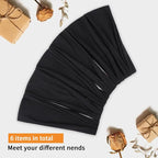 Black Headbands for Women 6PCS,Non Slip Head Bands Hair Accessories for Securing Hair,Elastic Hairbands for Yoga Workout Every Day