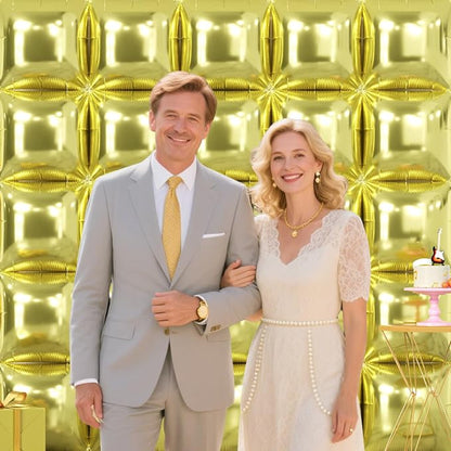 NISOCY 25PCS Metallic Light Gold Square Foil Balloons Wall Backdrop | Double - Image 6