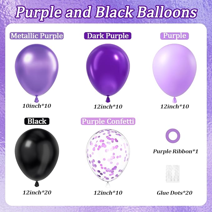 60pcs Purple and Black 12inch - Image 2