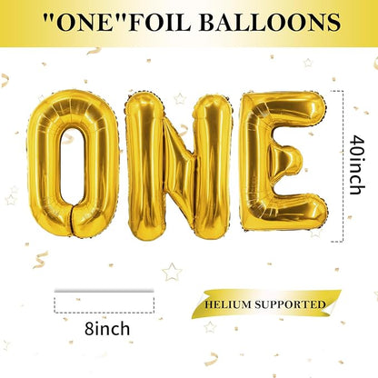 Biapian 40 Inch One Letter Balloons, Big Gold ONE Foil Balloons - Image 2