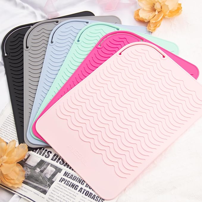 ANGENIL Travel Flat Iron Hair Straightener Large Pad Heat Mat for Curling Iron Silicone Sleeve Mat, Use for Heat Resistant Mat for Craft Glue Guns & Hair Iron Tools Pad