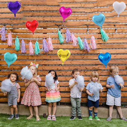 50 pcs 10 Inch Multi-colored Heart Foil Balloons | 10" Heart Mylar Balloons - Image 5