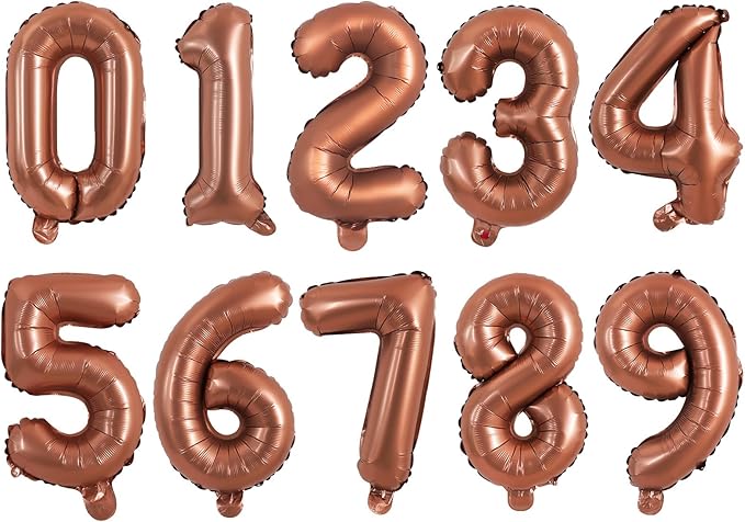 TONIFUL Number Balloon 16 Inch 10 Pcs Brown 0-9 Birthday Number Balloons | by TONIFUL