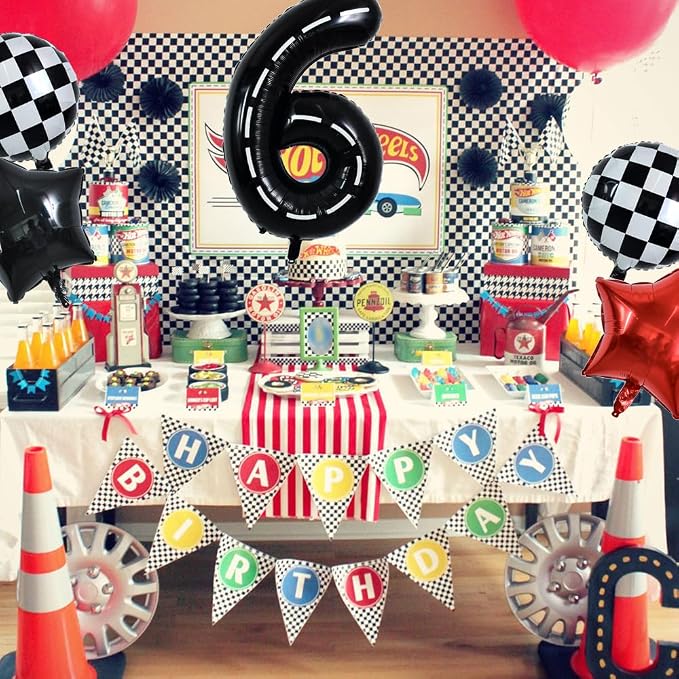 TONIFUL 40 Inch Race Car 6th Birthday Balloons - Image 5