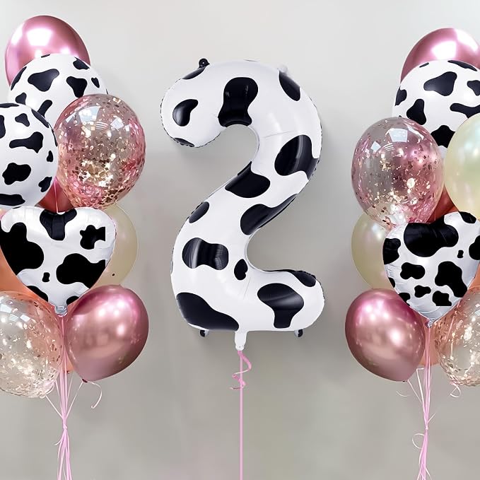 Cow Print Number 2 Balloon, Large 40 Inch Cow Number Birthday Balloons - Image 2
