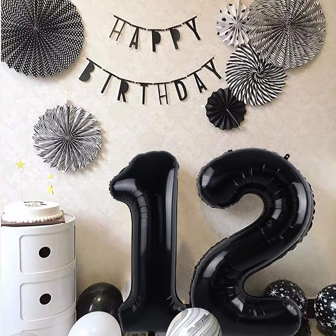 TONIFUL 40 Inch Black Number 3 Balloons Large Foil 3rd Birthday Decorations | - Image 5