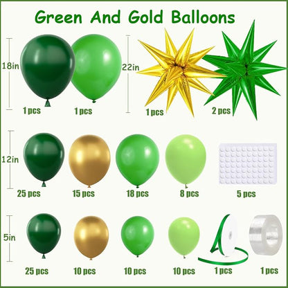 KARLURE Green and Gold Balloon Arch Kit Garland - Image 2
