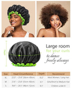 mikimini Black Small Shower Cap for Child 1 Pack, Double Layers Waterproof Bathing Hair Cap with Reusable Soft Comfortable PEVA Lining, Cute, non-fading & Stretchy Shower Hat