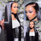 Lemoda 13x6 Full Lace Frontal Wig 180% Density Straight Lace Front Wigs Human Hair HD Transparent Lace Glueless Wig Pre Plucked 15A Brazilian Virgin Human Hair Wigs for Women 24 Inch