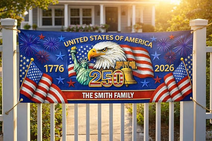 Personalized 250 Years of Freedom USA Banner 1776-2026, Patriotic American - Image 7