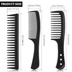Patelai 3 Pieces Wide Tooth Detangling Hair Comb Styling Set, Carbon Fiber Styling Cutting Comb Anti Static Heat Resistant for Women Curly Straight Long Hair, Black