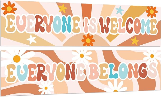2 Pack Groovy Classroom Decorations Boho Welcome Banner Bulletin Board Decor by ZOIIWA