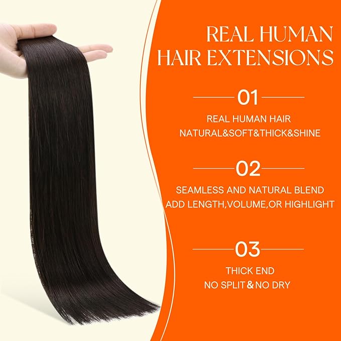 Full Shine Invisi Edge Tape in Hair Extensions Color 2 Dark Brown Machine Remy Injected Tape in Extensions Insert Human Hair 22 Inch Natural Silky 20 Pcs 50 Grams for Wedding Soft