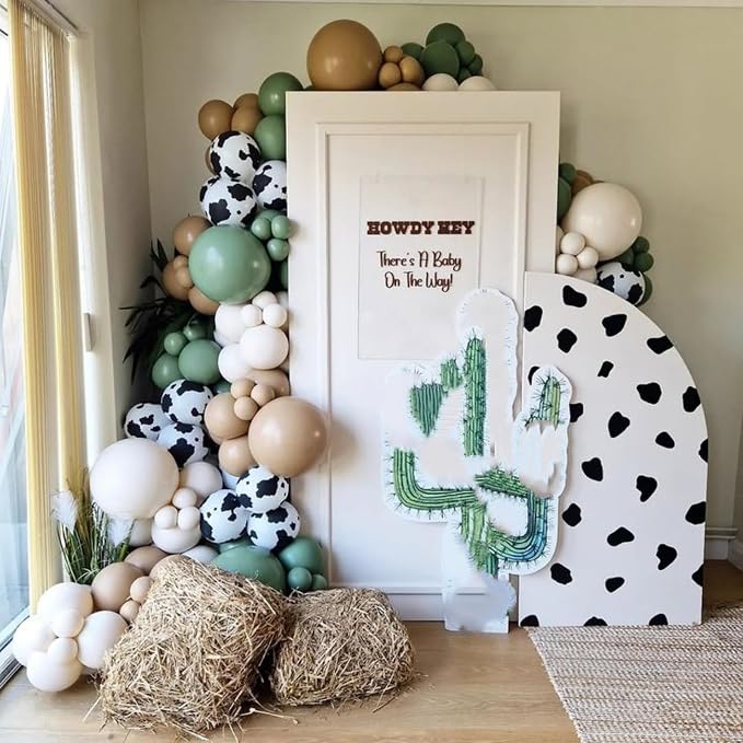 Green Brown Cow Print Balloons 12inch Cowboy Rodeo Birthday Decorations | Dusty - Image 3