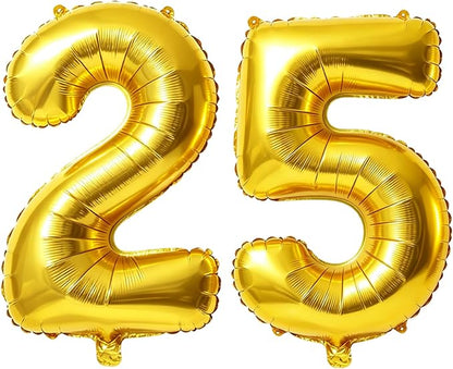 40 Inch Number 25 Balloons for 25th Birthday Party Decorations, 0-100 Gold by FOBELEC