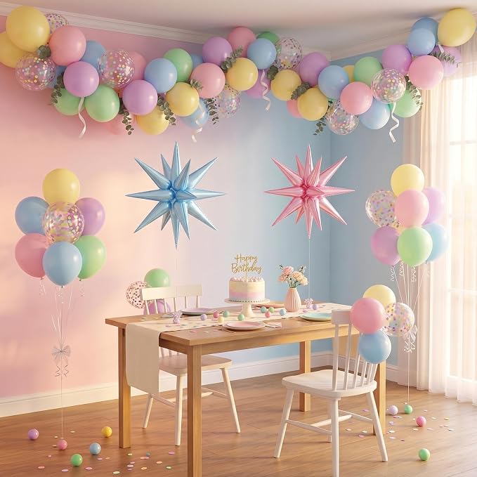 Pastel Balloons, 12 Inch Macaron Pink Blue Purple Green Yellow Colorful Balloons - Image 7