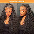 26 Inch Deep Wave Lace Front Wigs Human Hair 200% Density 13x6 HD Lace Frontal Wigs Pre Plucked Glueless Wigs 100% Real Human Hair No Synthetic Blend No Tangle No Shedding Triple Lifespan 3X