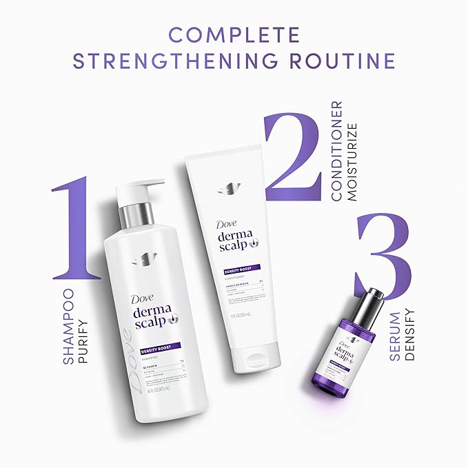 Dove Derma Scalp Density Boost 3-in-1 Scalp Serum 1 ct with Prebiotic Glycerin, Zinc + Peptides, and Niacinamide for Breakage and Hair Thinning 2 oz