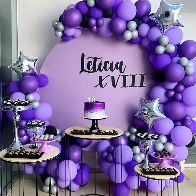 Voircoloria 130pcs Dark Purple Balloons Garland Arch Kit, 18 12 10 5 Inch | - Image 6