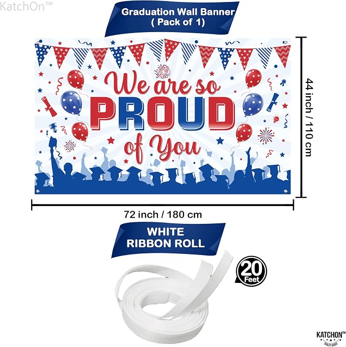 KatchOn We are So Proud of You Banner 72x44 Inch | Congratulations Banner Red - Image 2