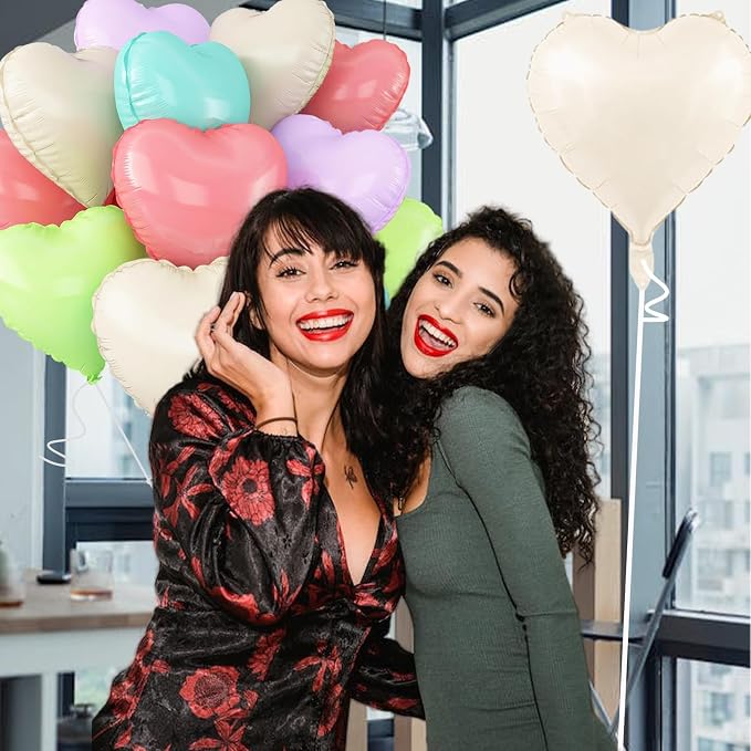 5 Colors Heart Balloons, 18inch Heart Shaped Foil Balloons & Helium Mylar - Image 6