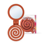 Mini Detangler Travel Hair Brush with Mirror, Makaron Hair Brushes for Women, Men and Kids, Unique 3D Flexible Design for All Hair Types, Styling Accessory, Travel Essentials for Women (DARK ORANGE)