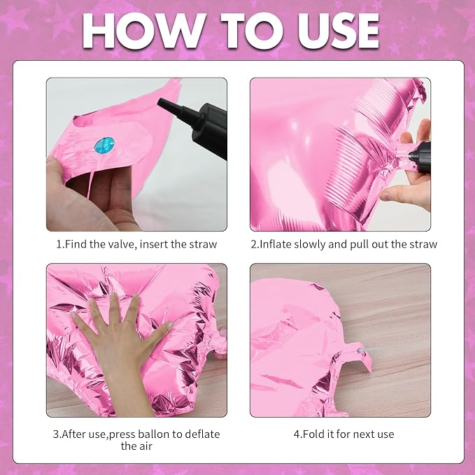 Pink Star Balloons, 18 Inches Star Foil Balloons - Image 8
