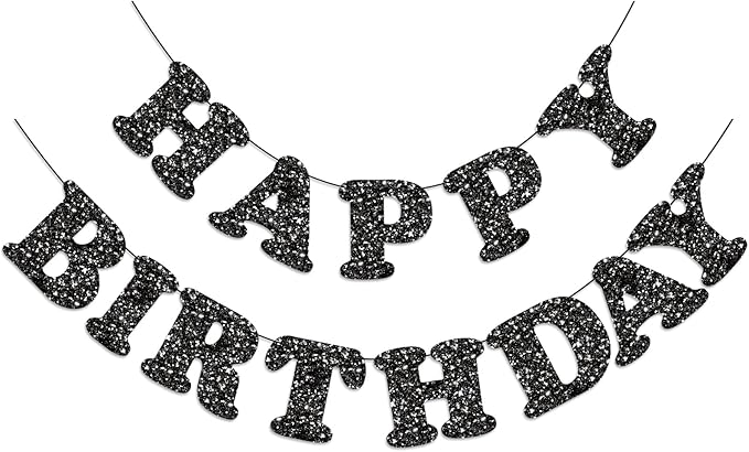 Black Happy Birthday Banner Birthday Party Decorations Happy Birthday Banner by Adecortalk