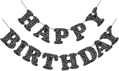 Black Happy Birthday Banner Birthday Party Decorations Happy Birthday Banner by Adecortalk