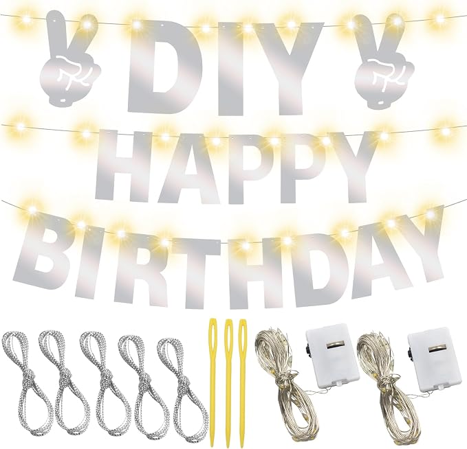 175Pcs DIY Glitter Customizable Banner Kit Happy Birthday Letters Banner Winter - Image 3