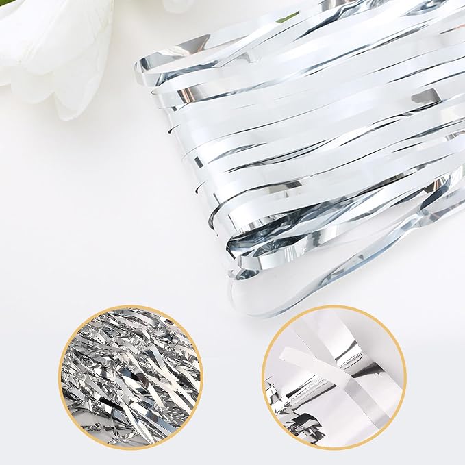 10 Pack Silver Foil Curtain Backdrop 3.2ft x 9.8ft Metallic Tinsel Foil Fringe - Image 4