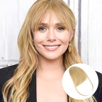 BOGSEA Clip in Bangs 100% Human Hair Bangs with Temples Bangs Hairpieces for Women Clip in Fake Bangs for Daily Wear (Light Blonde, Wispy Bangs)