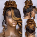 200% Density Full 360 Lace Front Wigs Human Hair For Women Ombre Lace Front Wig Glueless Wigs Body Wave Lace Frontal Wigs Ombre Human Hair Wig for Women(34 Inch)