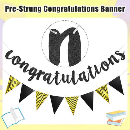 Boao Pre-Strung Congratulations Banner Sign Glitter Congratulation Banner 10 ft - Image 2
