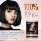 Herbishh Natural Hair Dye Shampoo with Argan Mask - Long-Lasting Color for Gray Hair - Travel Size, 10+1 Pack, Ammonia-Free (Black)