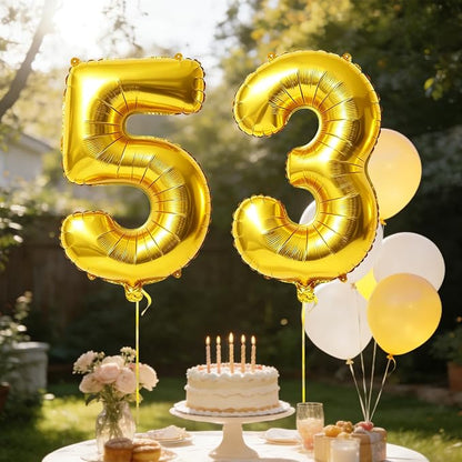 40 Inch Number 53 Balloons for 53rd Birthday Party Decorations, 0-100 Gold - Image 3