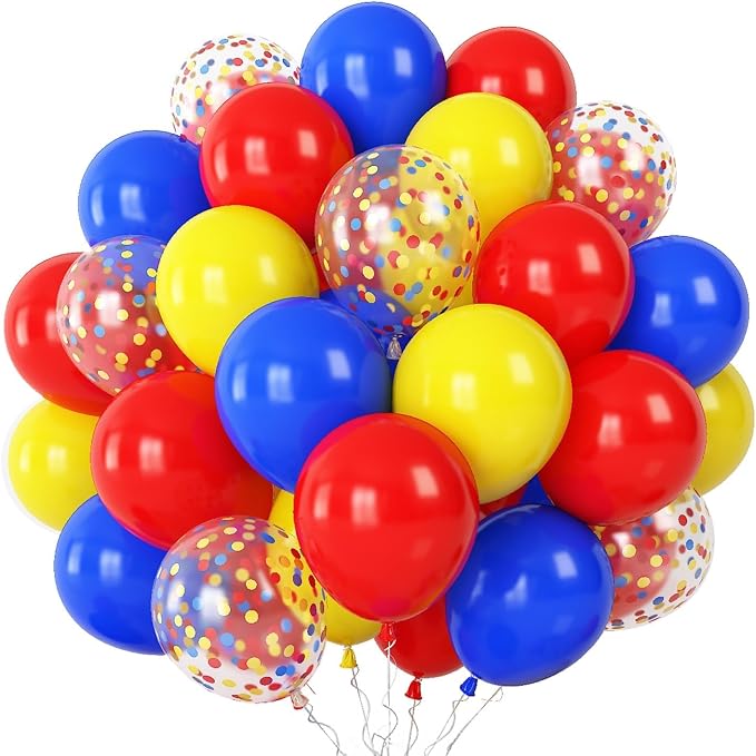 Balloons Red Blue Yellow, 12 Inch Primary Color Helium Balloons by Togvu