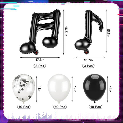18" Music Notes Foil Balloons Stand Kit 4 Set, Music Latex Birthday Party - Image 2